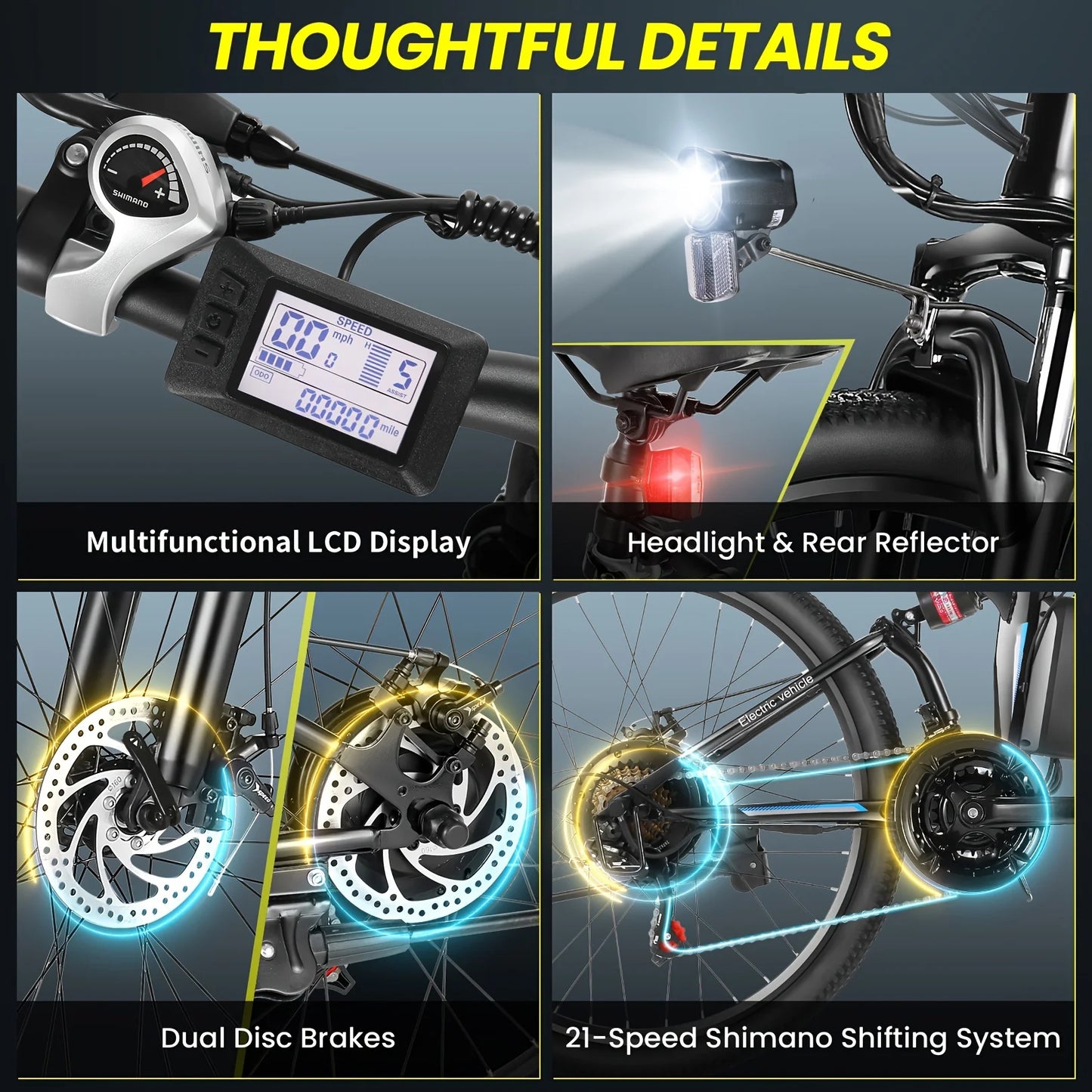 Vivi M026TGB Folding Electric Bike 26 Inch 500W For Adults