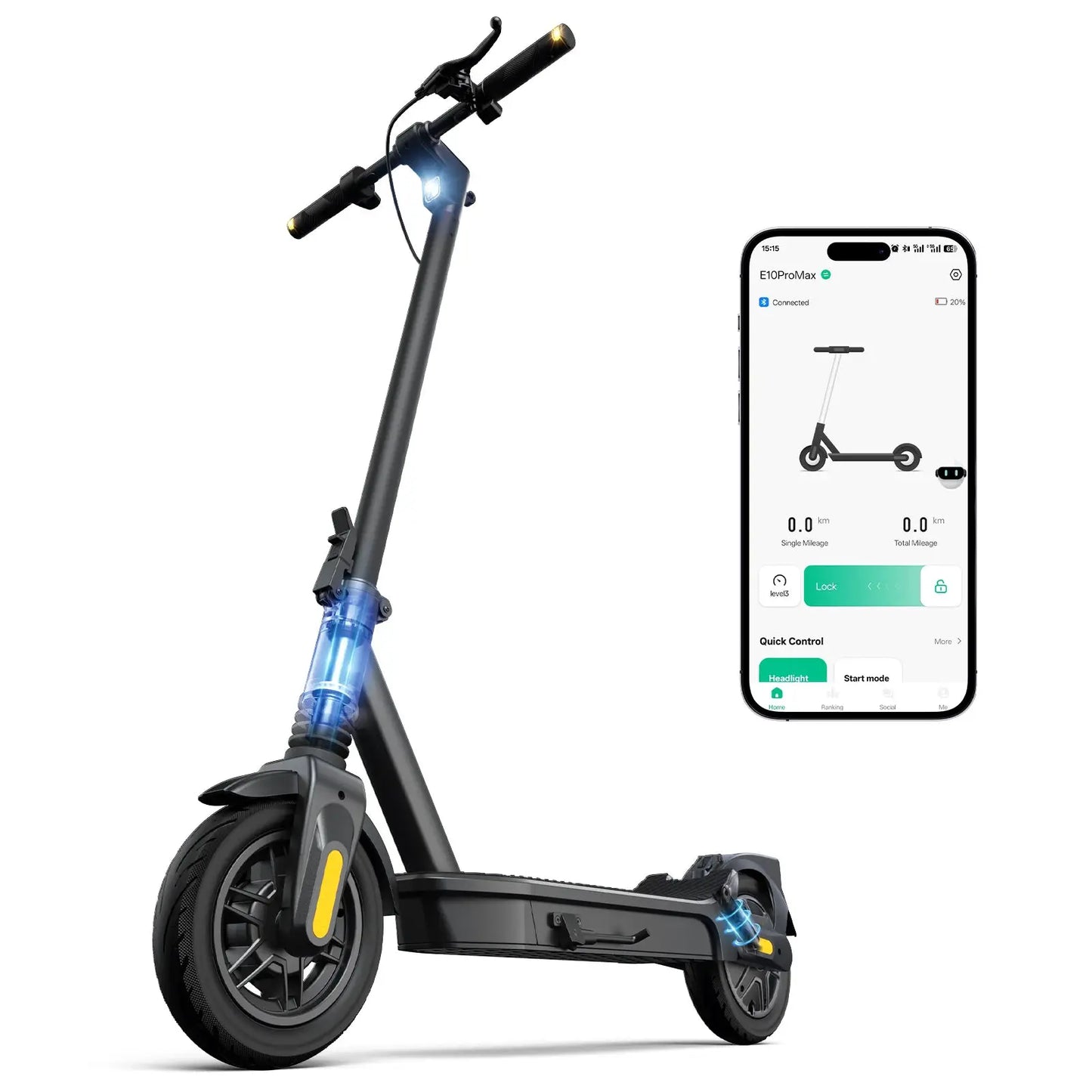 E10/8 Electric Scooter 1000/500W 20mph Max Speed 10"/8.5" Tire Folding E-Scooter 40/20miles Max Range Dual Suspension for Adult by Beastly Survival Outlet