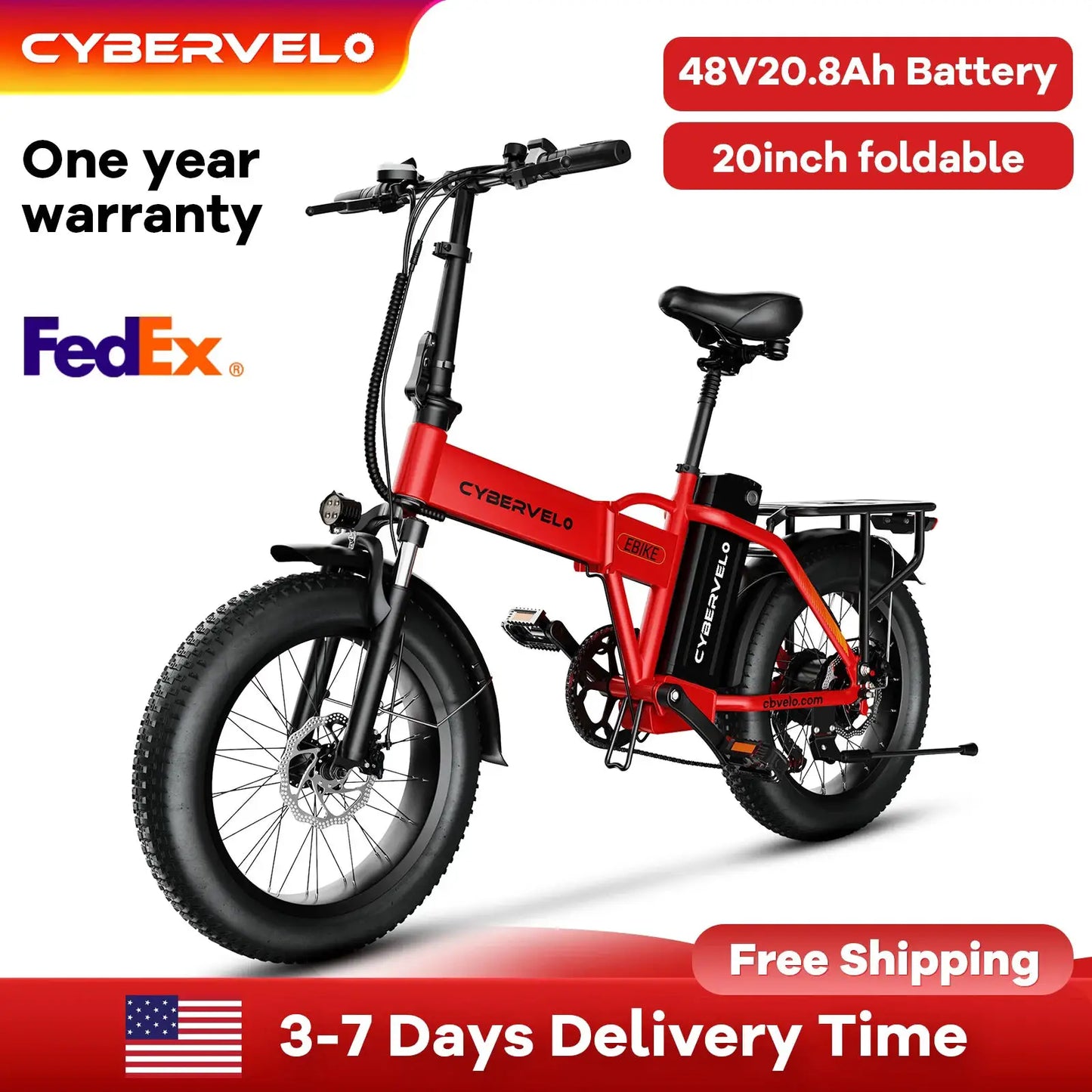 Cybervelo 1000W Peak Electric Bike for Adults Foldable 28+MPH 80Miles Removable Battery Fat Tire Off-road E-bike EK4 EK5 Mars700 by Beastly Survival Outlet