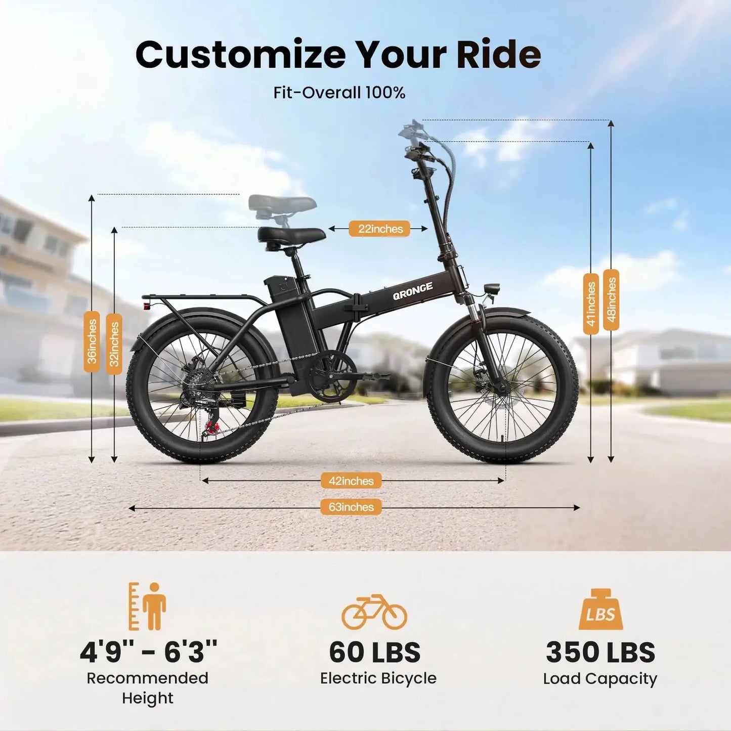 QRONGE Waterfall Foldable Electric Bicycles 1000W Peak 28 MPH by Beastly Survival Outlet