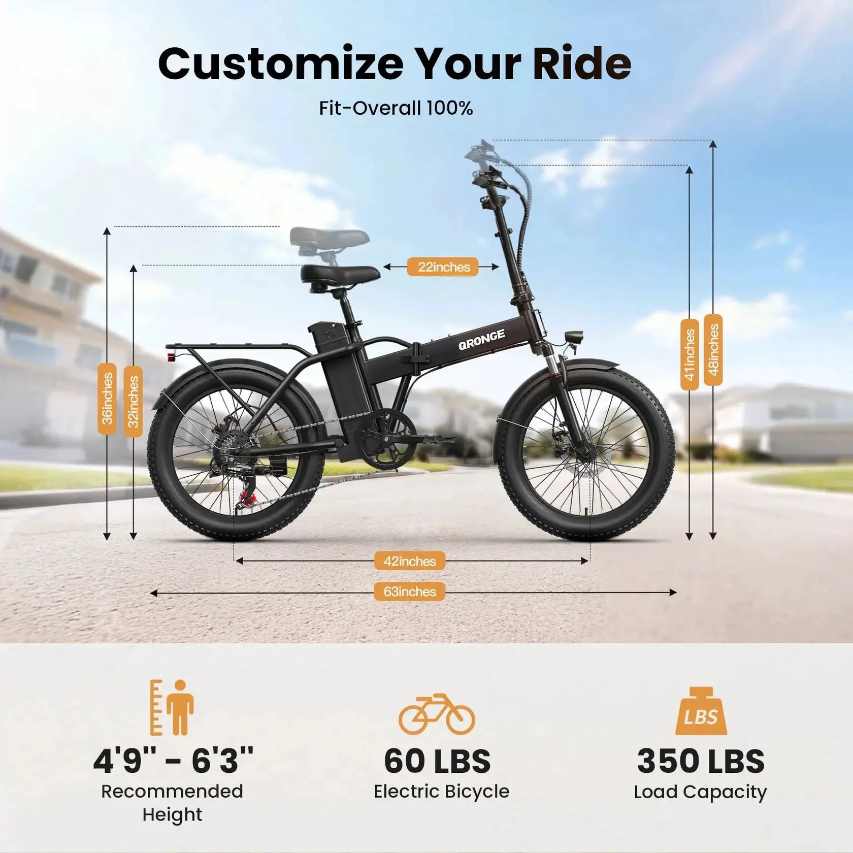 QRONGE Waterfall Foldable Electric Bicycles 1000W Peak 28 MPH by Beastly Survival Outlet