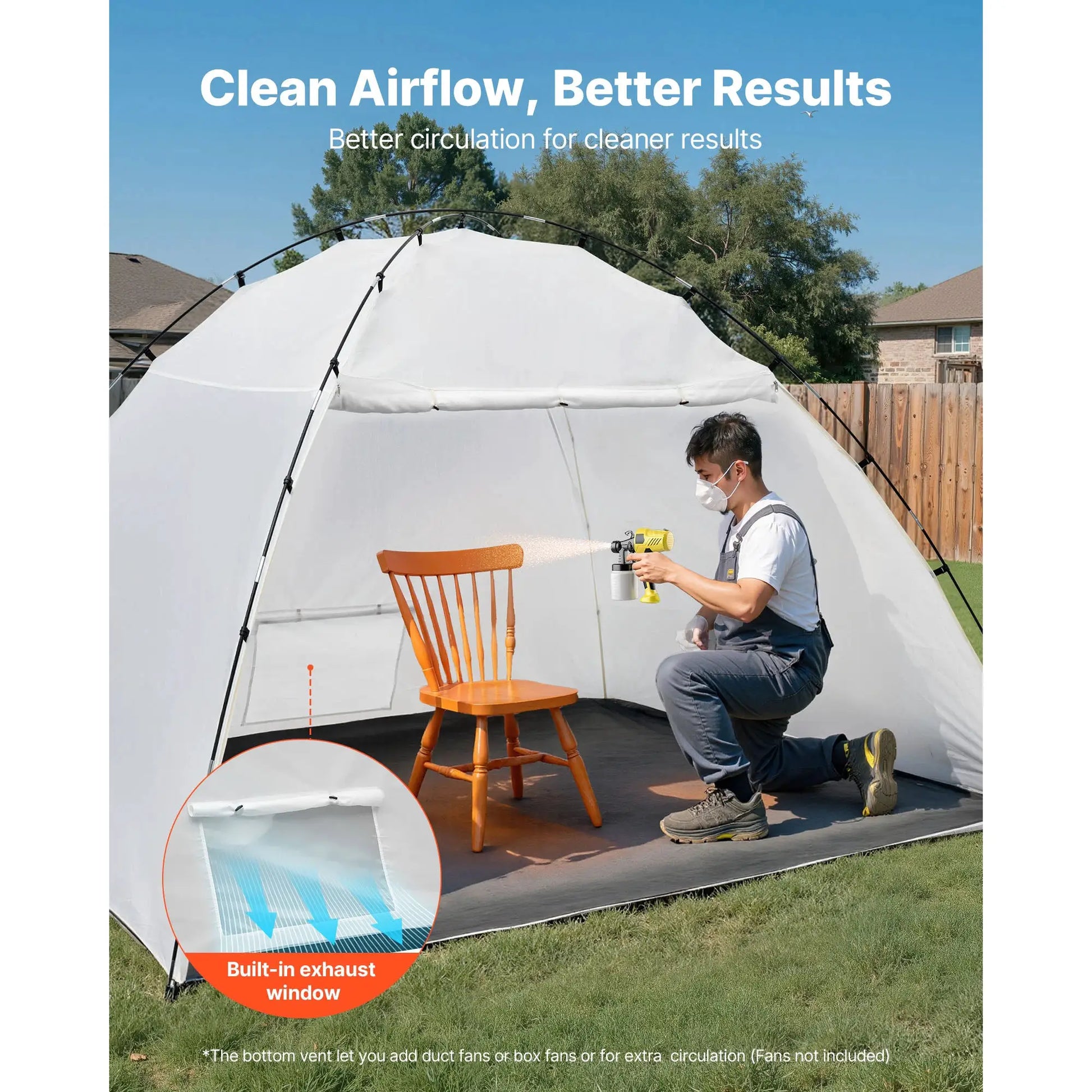 SucceBuy Portable Paint Booth Tent Painting Tent Station Spray Shelter w Built-in Floor Large Space Oxford Spray Painting Tents by Beastly Survival Outlet