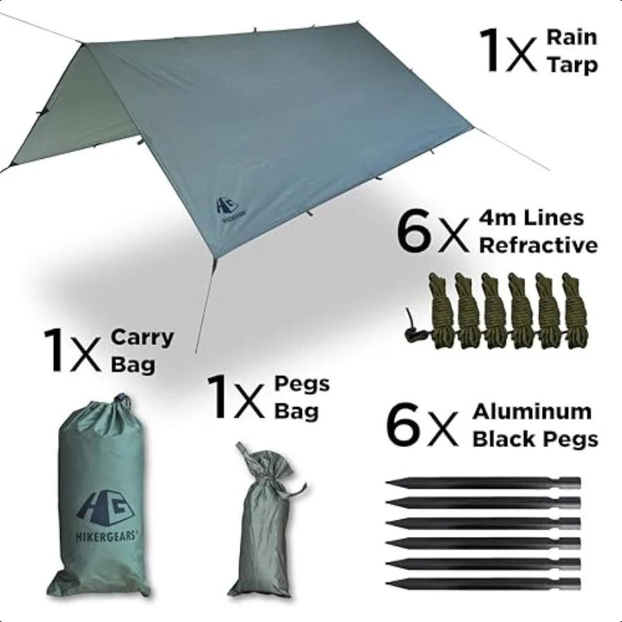 Light Waterproof Camping Tarp 10x10 For Backpacking Shelter