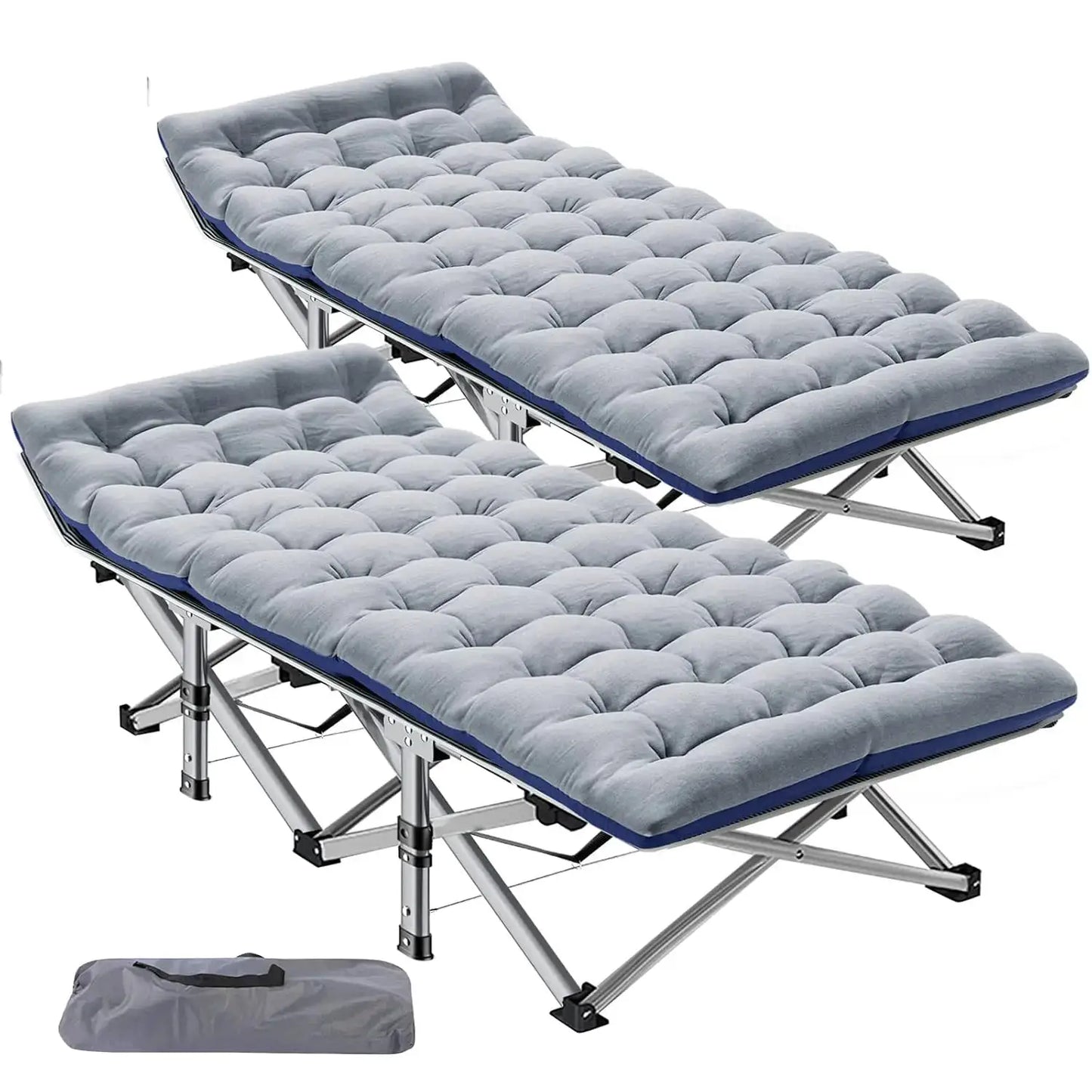 2 Pack XXL Camping Cot For Adults 900 Lbs With Mattress Pad by Beastly Survival Outlet