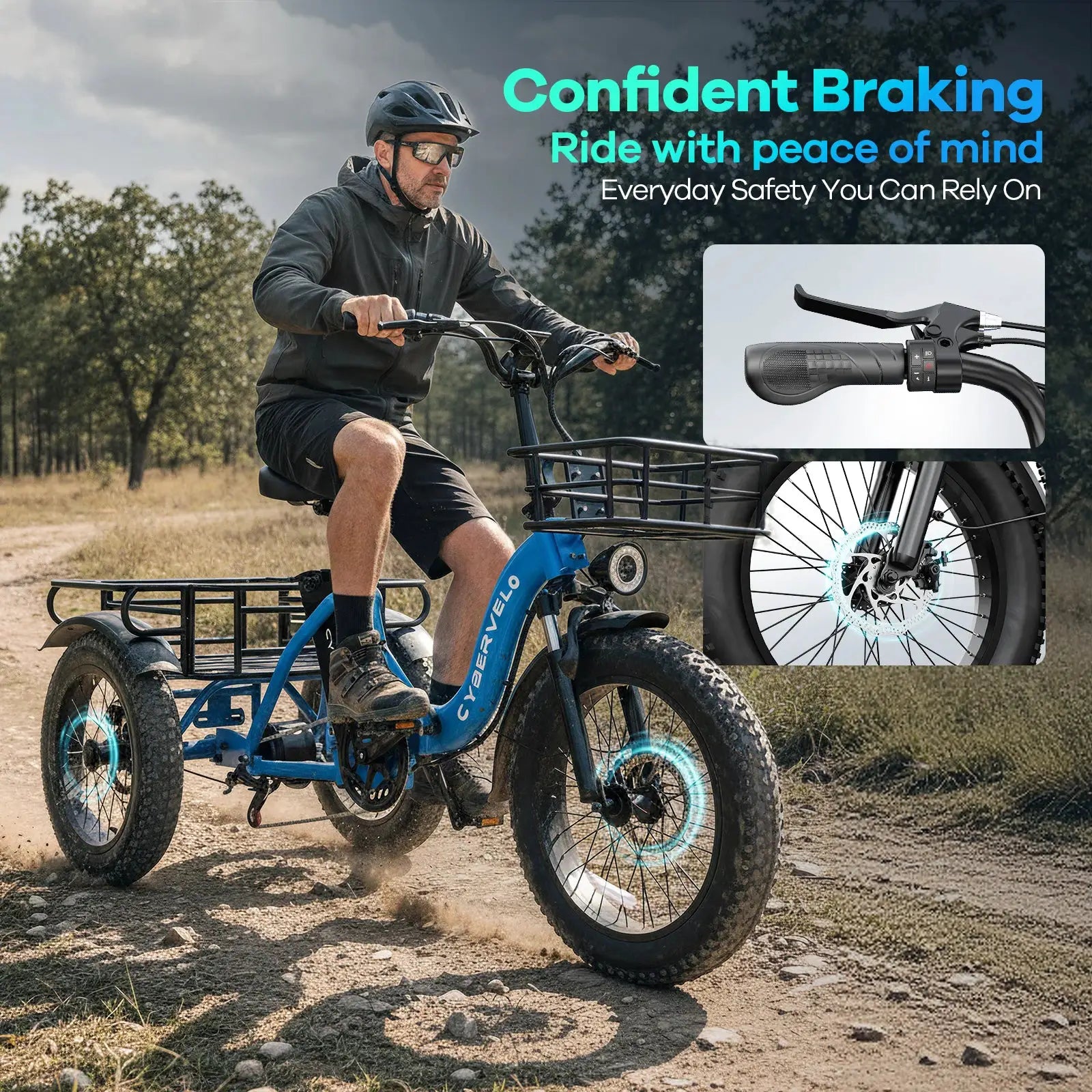 1000W Peak Three-Wheels Step-Thru Folding Ebike, 48V 20.8AH Removable Battery, 7-Speed Urban City Commuter Electric Tricycle for Adults Cybervelo C16 by Beastly Survival Outlet
