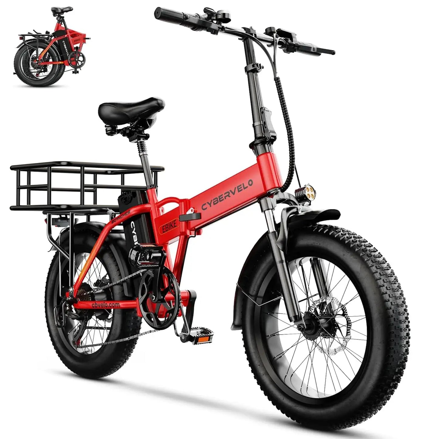 Cybervelo 1000W Peak High-speed Brushless Folding 20 Inch Fat Tire Electric Bike for Adults 48V 20.8Ah/50Ah Removable Battery 80 Miles Range Commuter E-Bicycle EK4 by Beastly Survival Outlet
