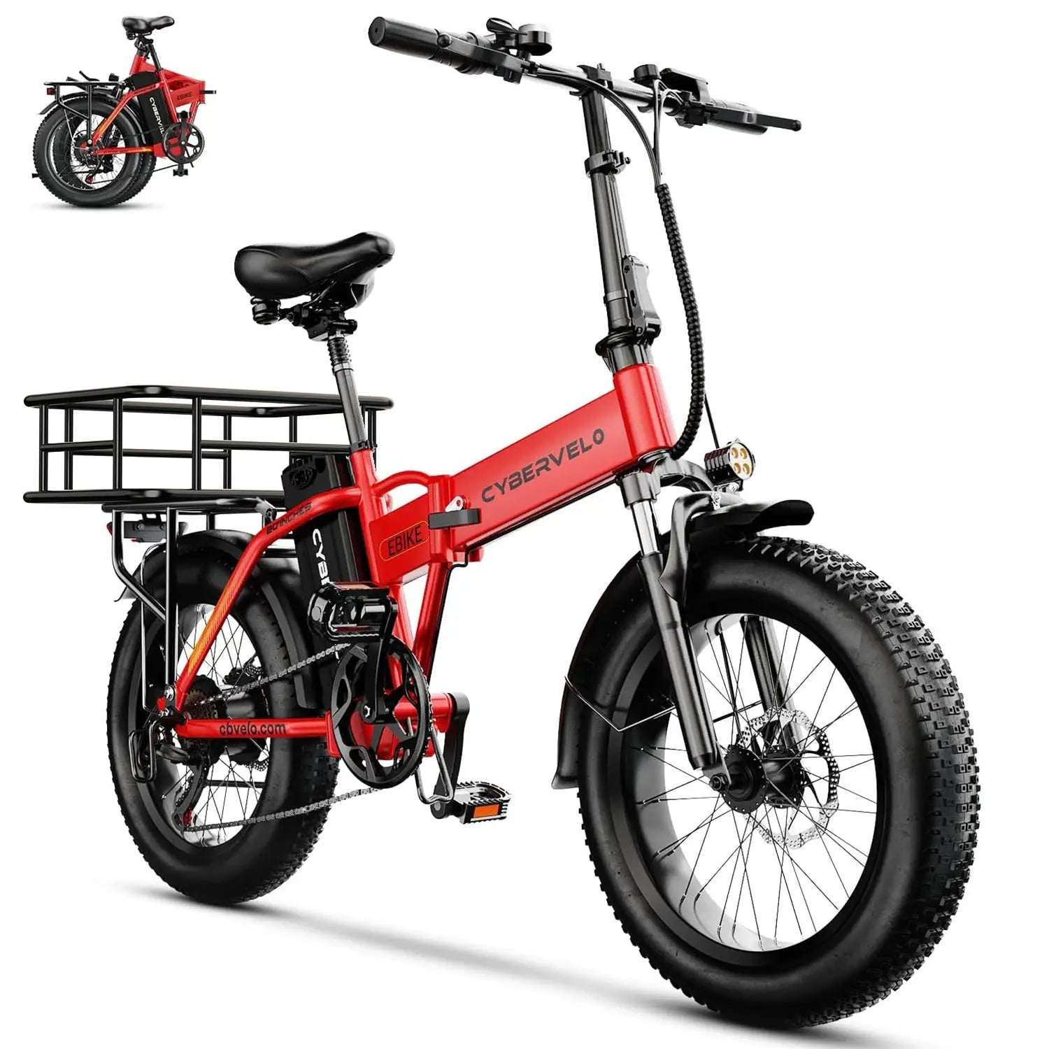Cybervelo 1000W Peak High-speed Brushless Folding 20 Inch Fat Tire Electric Bike for Adults 48V 20.8Ah/50Ah Removable Battery 80 Miles Range Commuter E-Bicycle EK4 by Beastly Survival Outlet
