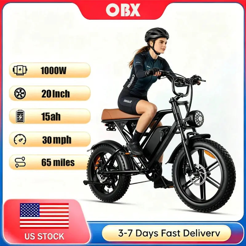 Peak 1500W Fat Tire Electric Bike for Adults 20inch All Terrain Ebike 30MPH Fast Mountain E-Bike 48V Long Range Bicycle by Beastly Survival Outlet