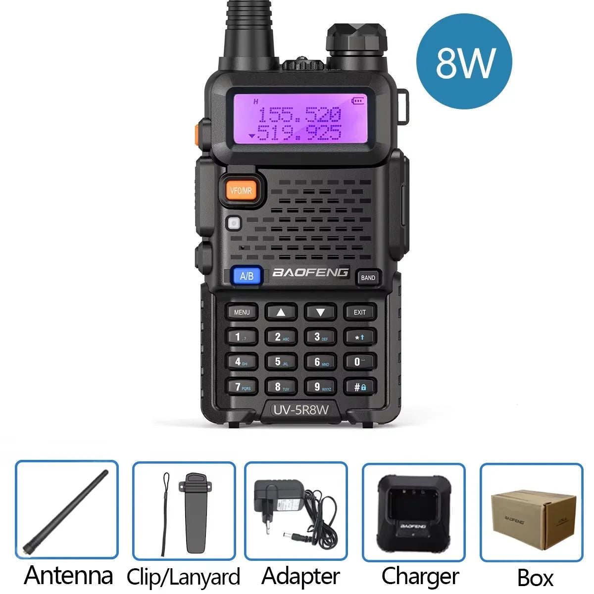 Baofeng UV5R 8W Dual Band Walkie Talkie 1800mAh Ham Radio