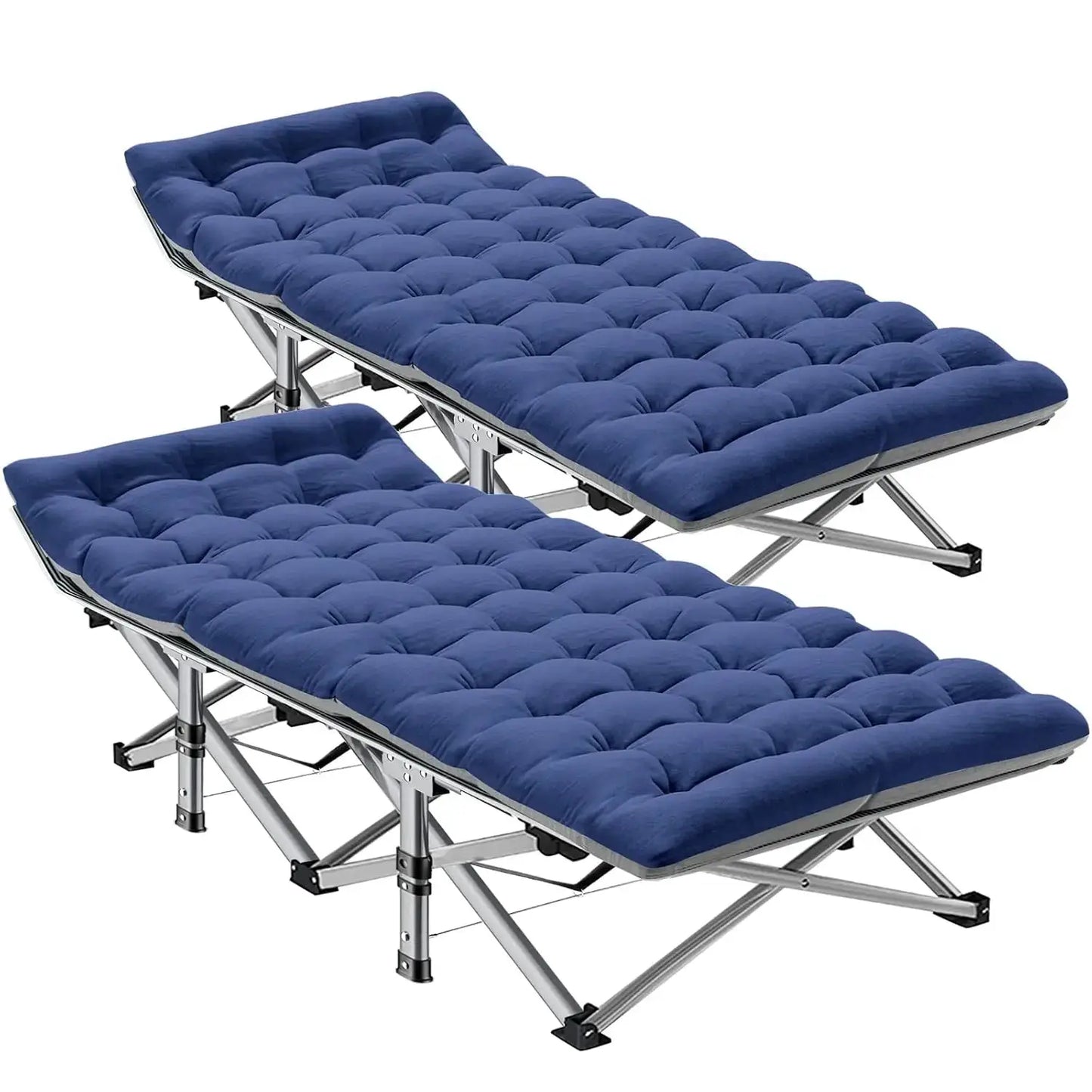 2 Pack XXL Camping Cot For Adults 900 Lbs With Mattress Pad by Beastly Survival Outlet