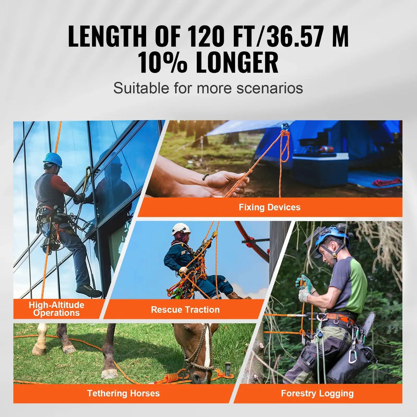 SucceBuy 120ft Dual-Weave Polyester Cord 3/8 1/2in 48-Strand Multi-Use Rope for Arborist Activities Outdoor Adventures Versatile by Beastly Survival Outlet