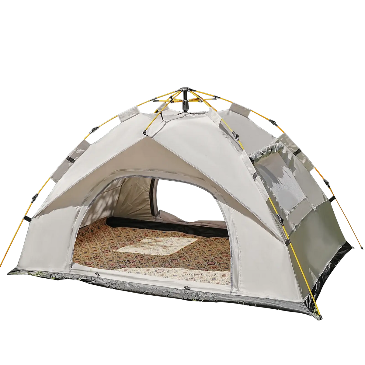 PAKICETUS Instant Pop Up Dome Tent 2-4 Person Easy Setup Polyester Fiber Portable Outdoor Tent Misty Gray Quicksand Gold For Camping Hiking Road Trips Backyard Picnic by Beastly Survival Outlet