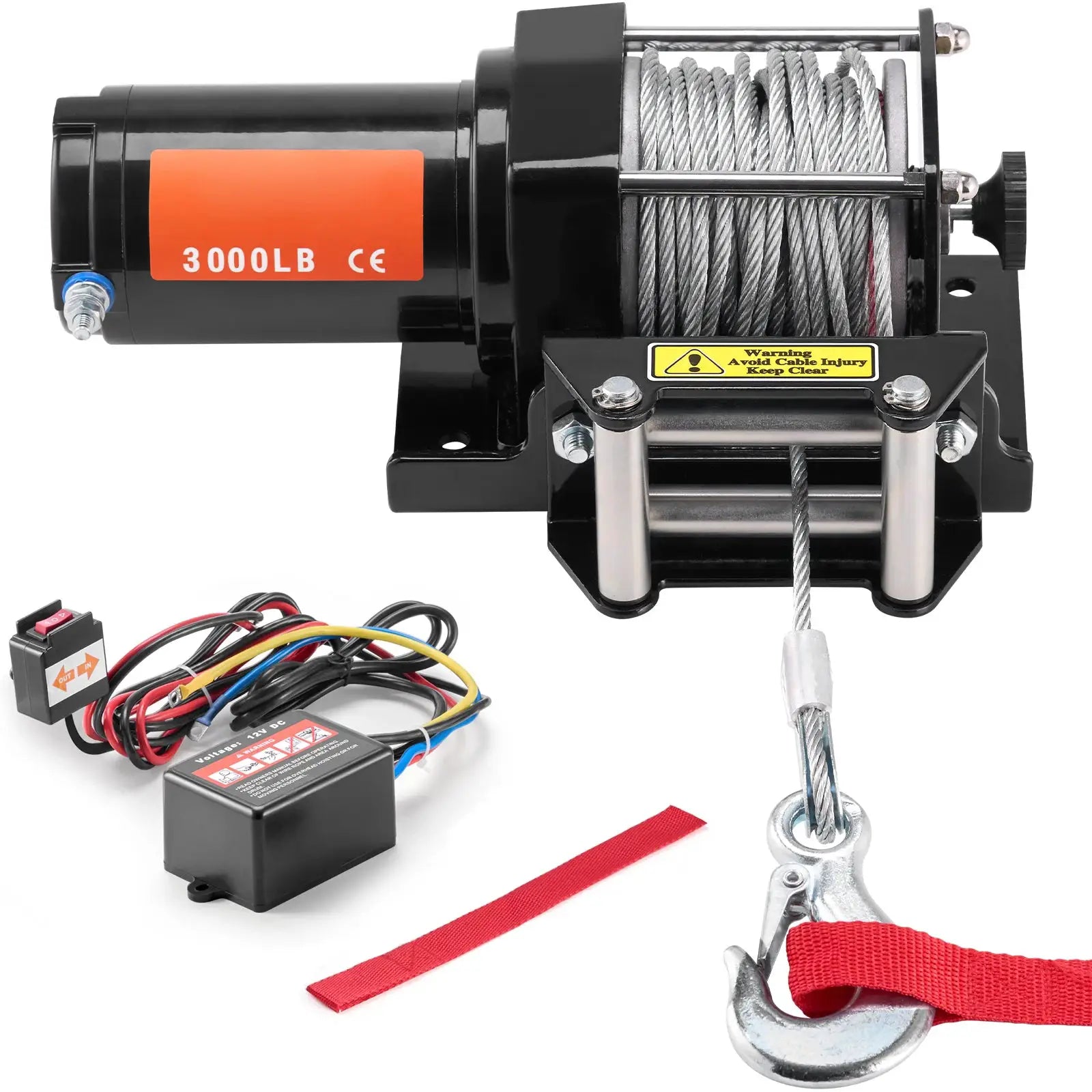 SucceBuy 3000lbs ATV/UTV Electric Winch 12V DC Steel Rope Winch with 39ft Cable Roller Wired Remote Control for Towing Off-Road by Beastly Survival Outlet