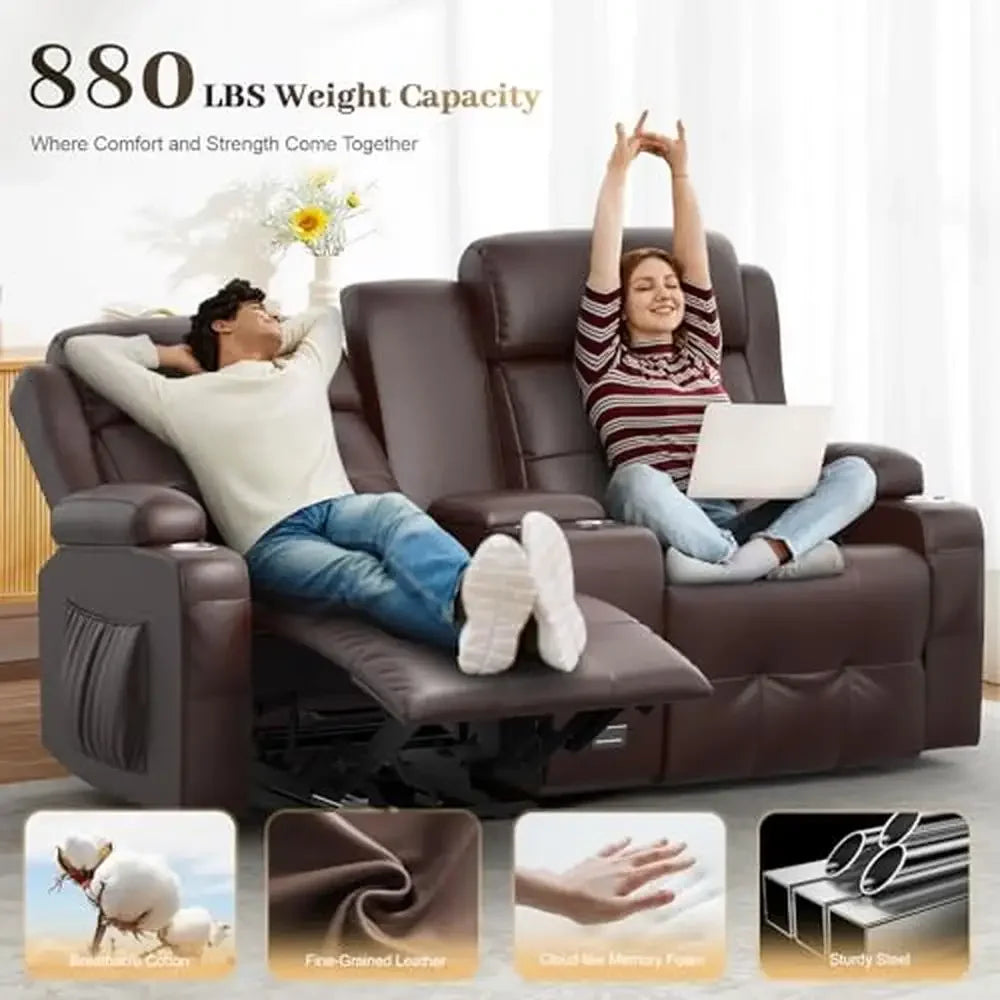 Massage Reclining Loveseat With Storage Console USB C PortRV