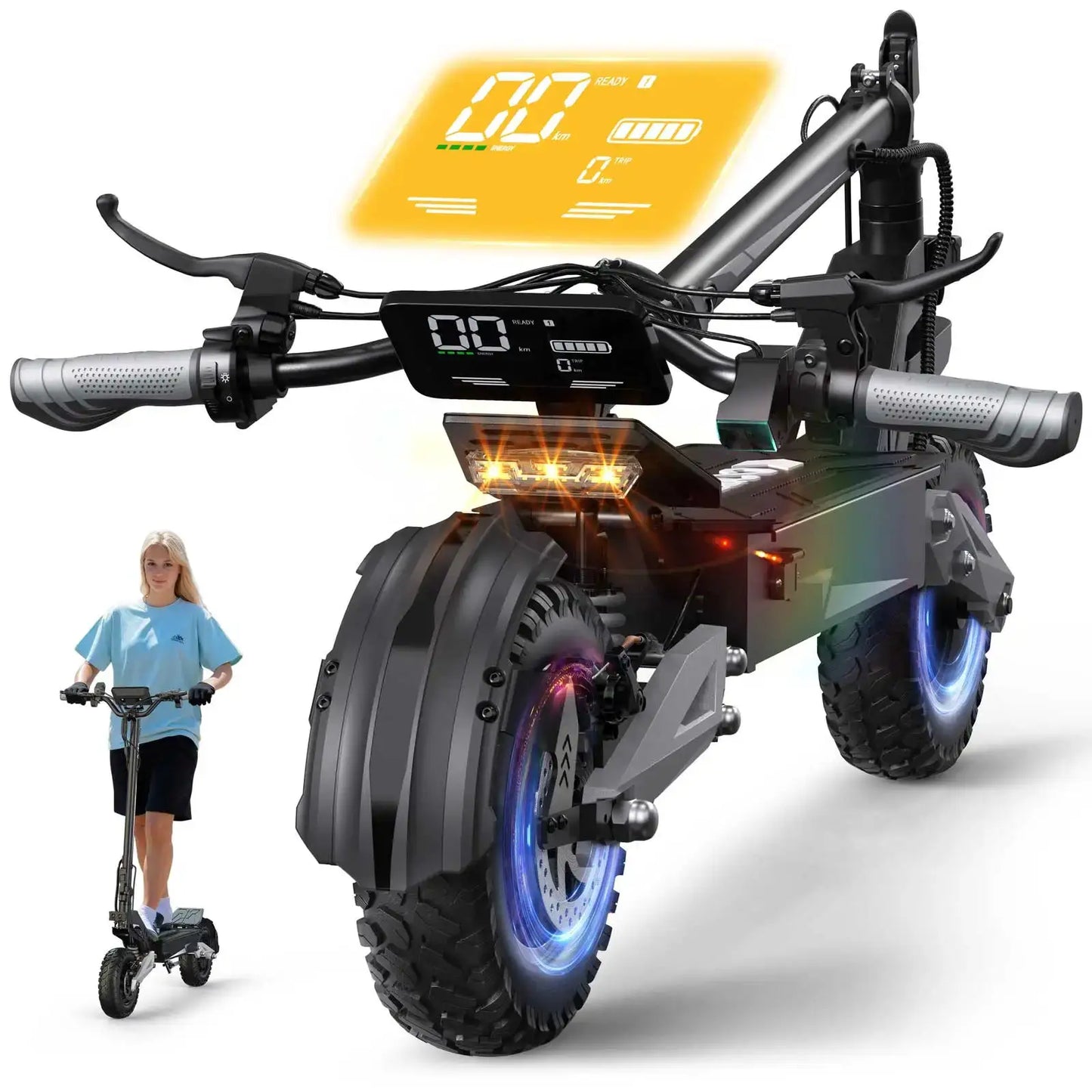 OOTD T10 Adult Foldable Electric Scooter, Max 900W Motor & 18Ah Battery, 45-60km Range, 11 Inch All-Terrain by Beastly Survival Outlet