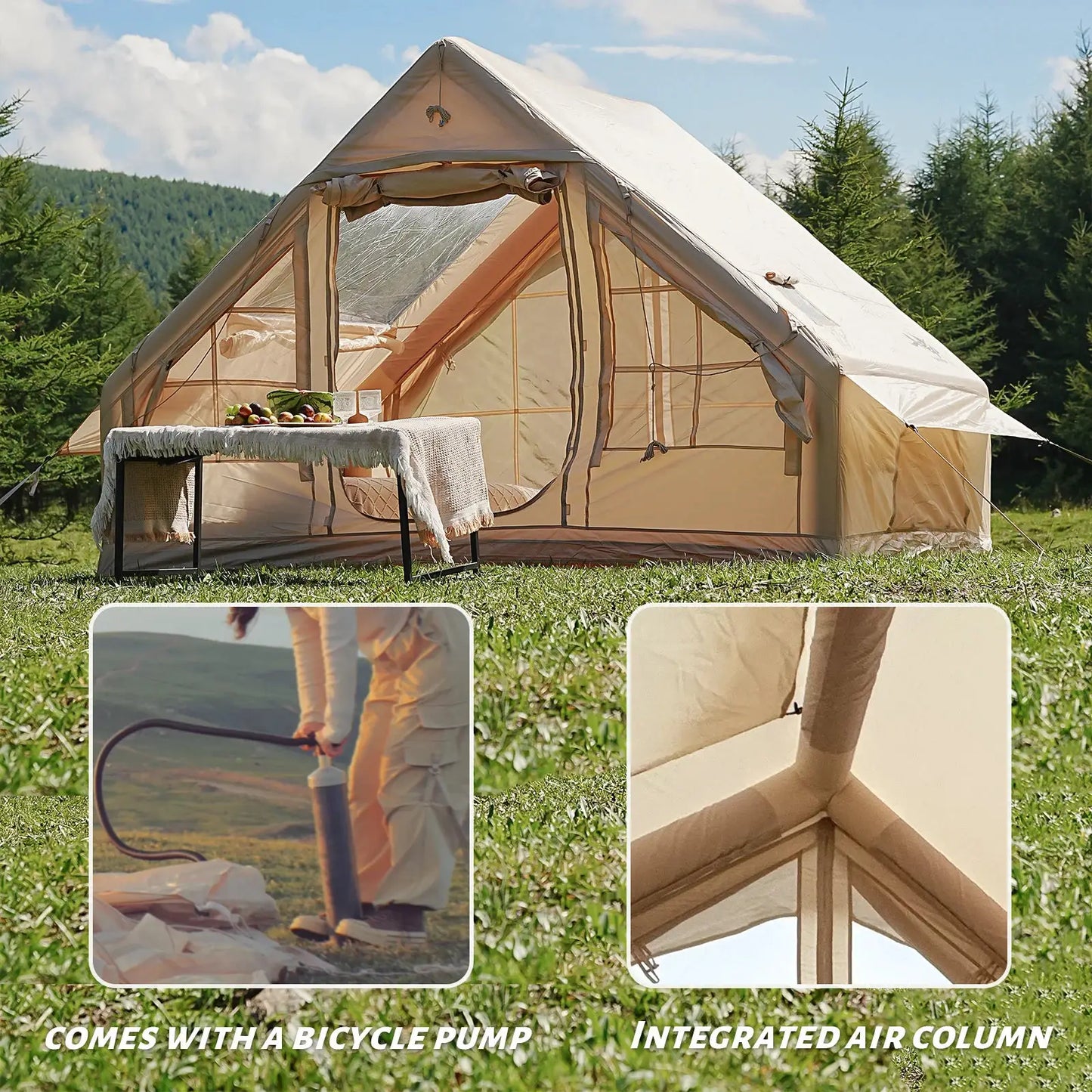 4-8 Person Inflatable Camping Tent - Quick-Setup Air Frame, 4-Season Waterproof Shelter with Stove Jack & Portable Design. by Beastly Survival Outlet