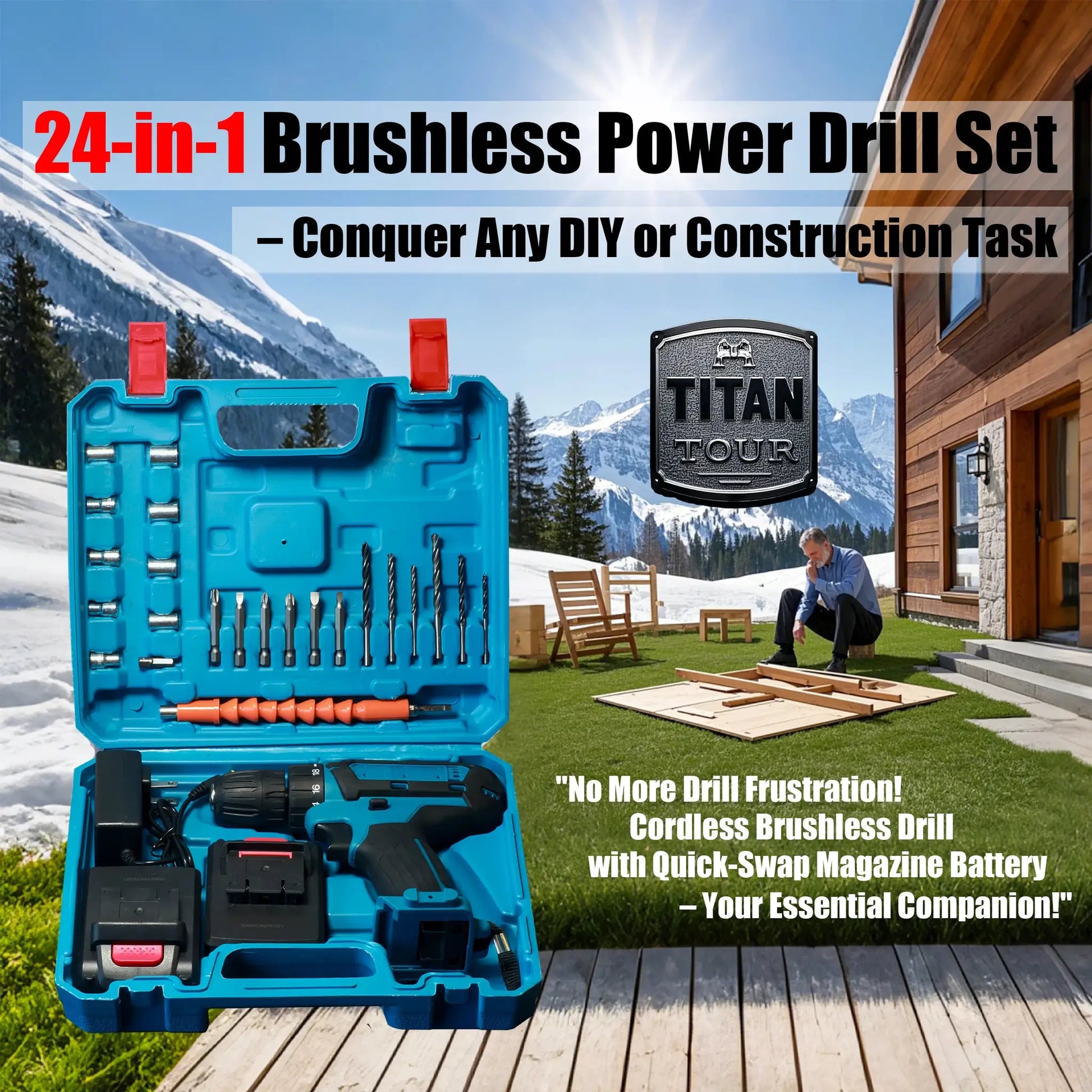 21V Cordless Drill Driver with 2 Batteries, Electric Screwdriver Set, 6 Speed, 18+1 Torque, Power Drill with Drill Bits Kit for by Beastly Survival Outlet