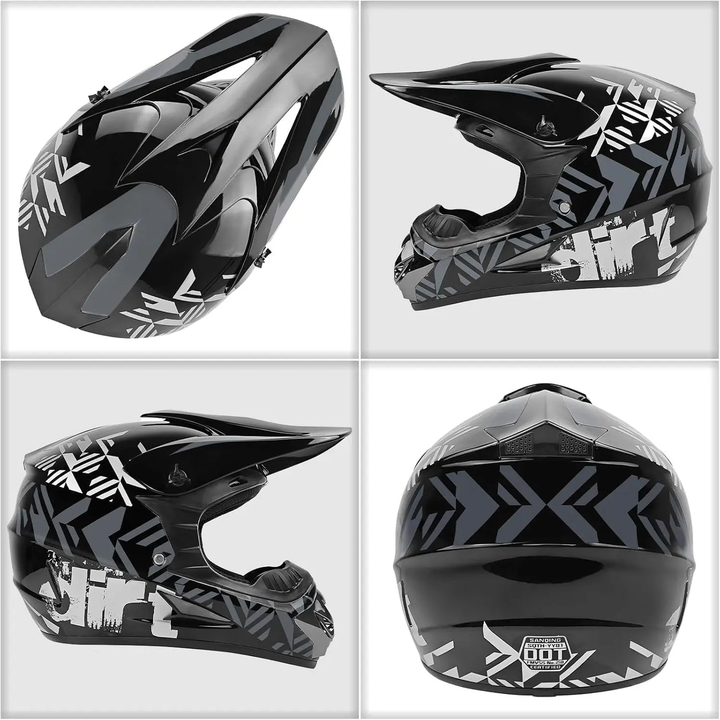 DOT Full Face Motocross Helmet with Gloves Goggles and Mask Set