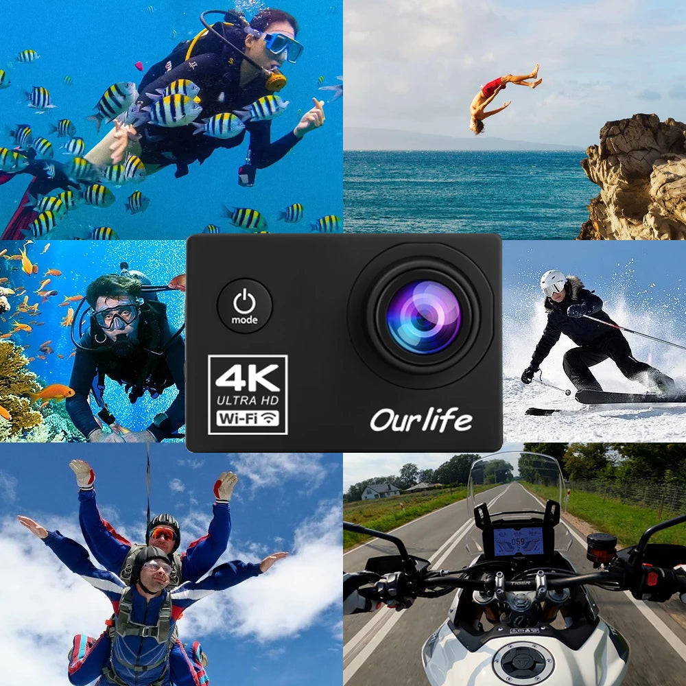 Action Camera Ultra HD 4K 30FPS 16MP Waterproof 30M Helmet