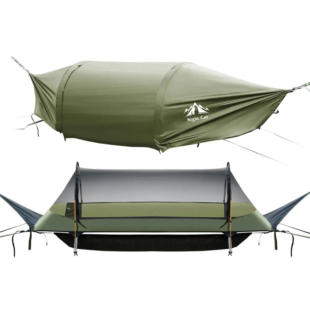 Night Cat Flat Lay Hammock Tent with Mosquito Net Waterproof Rainfly Storage Room by Beastly Survival Outlet