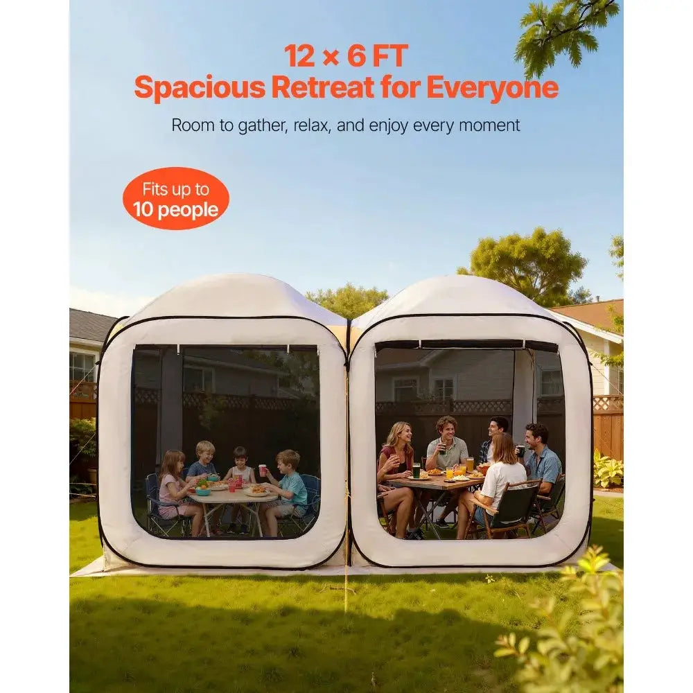 Pop Up Screen House Tent 12x6 Ft Gazebo For Camping Outdoors by Beastly Survival Outlet