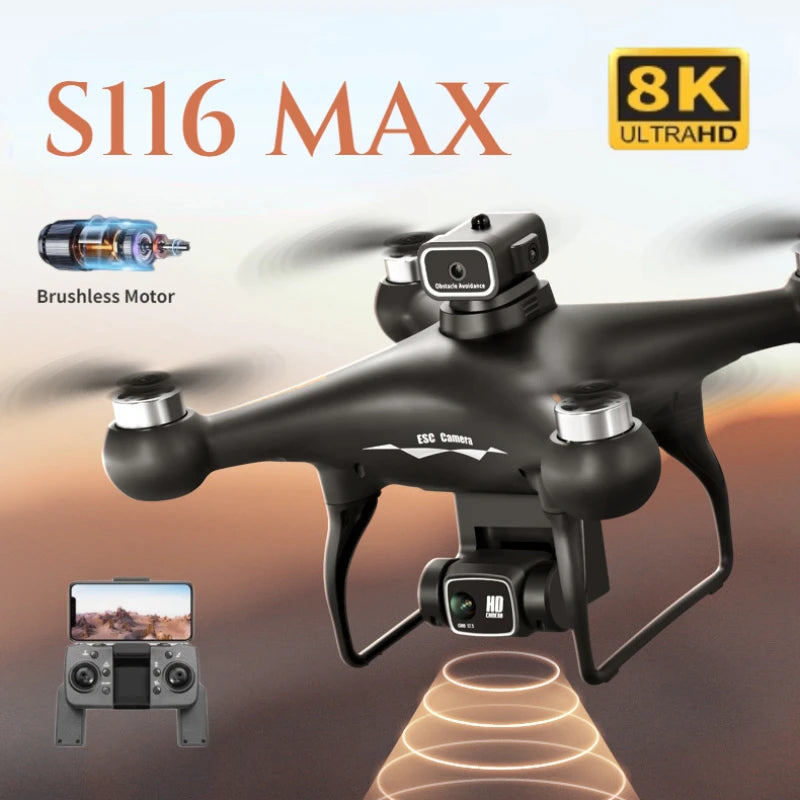 S116 Max Drone with 3 Batteries 8K Dual Camera and Obstacle Avoidance