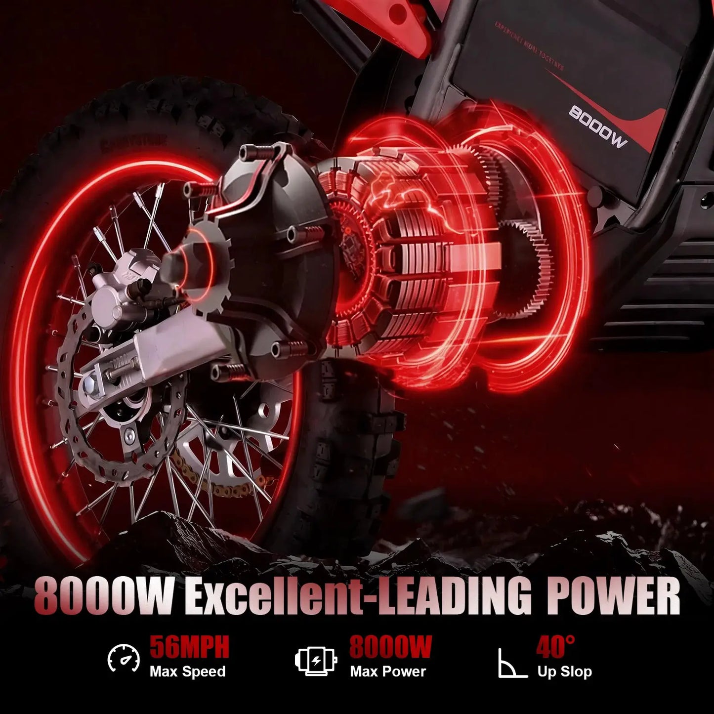 KOOZ HP131E-L 72V 8000W Pro Electric Dirt Bike for Adults,3 Speed Modes Electric Motorcycle Up to 56 MPH with 19"/16" Tires. by Beastly Survival Outlet