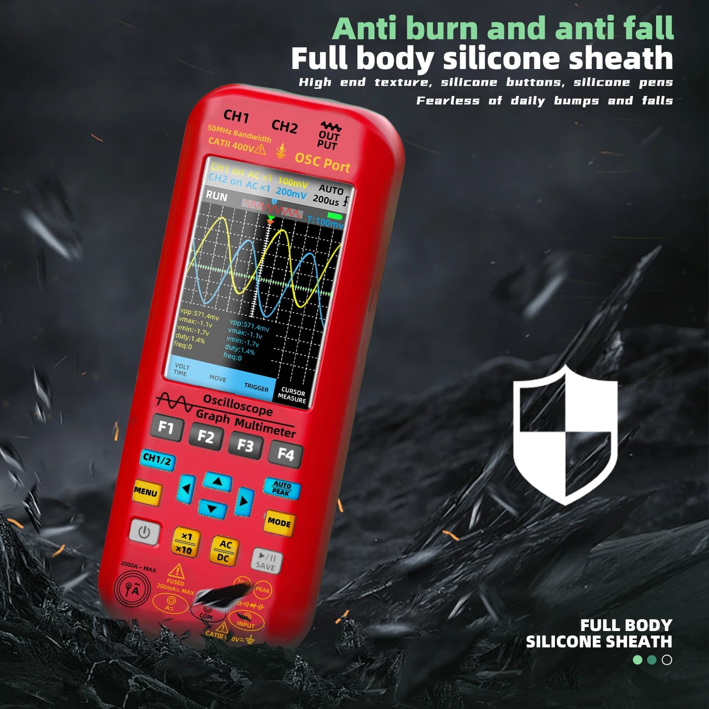MAXRIENY O9 Handheld Oscilloscope Multimeter 50MHz 2ChannelX