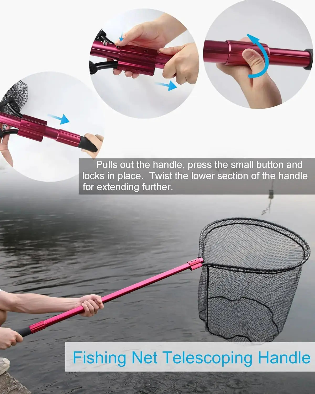 Large Rubber Fishing Net Telescoping Handle 94in Reach Pro X by Beastly Survival Outlet