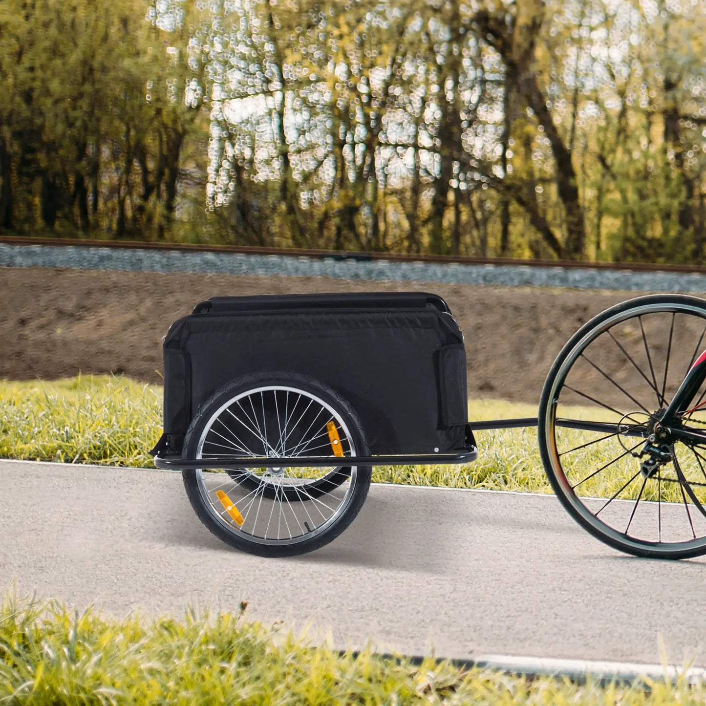 Aosom Elite Two-Wheel Bicycle Large Cargo Wagon Trailer with Folding Storage by Beastly Survival Outlet