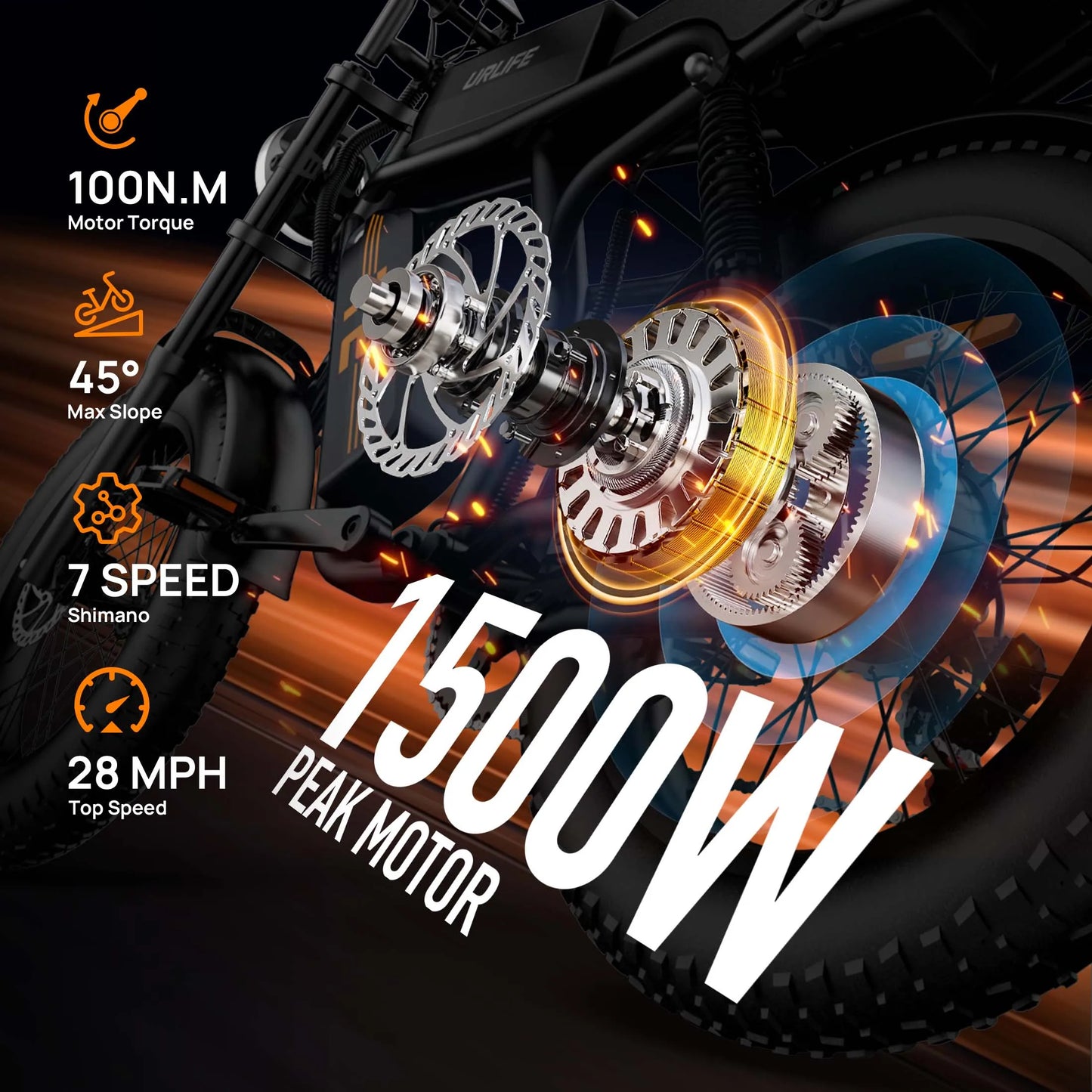 1500W Peak Electric Mountain Bike With Removable 48V 15.6Ah Battery 28 MPH 100 Mile Range 20x4 Fat Tires Free Shipping