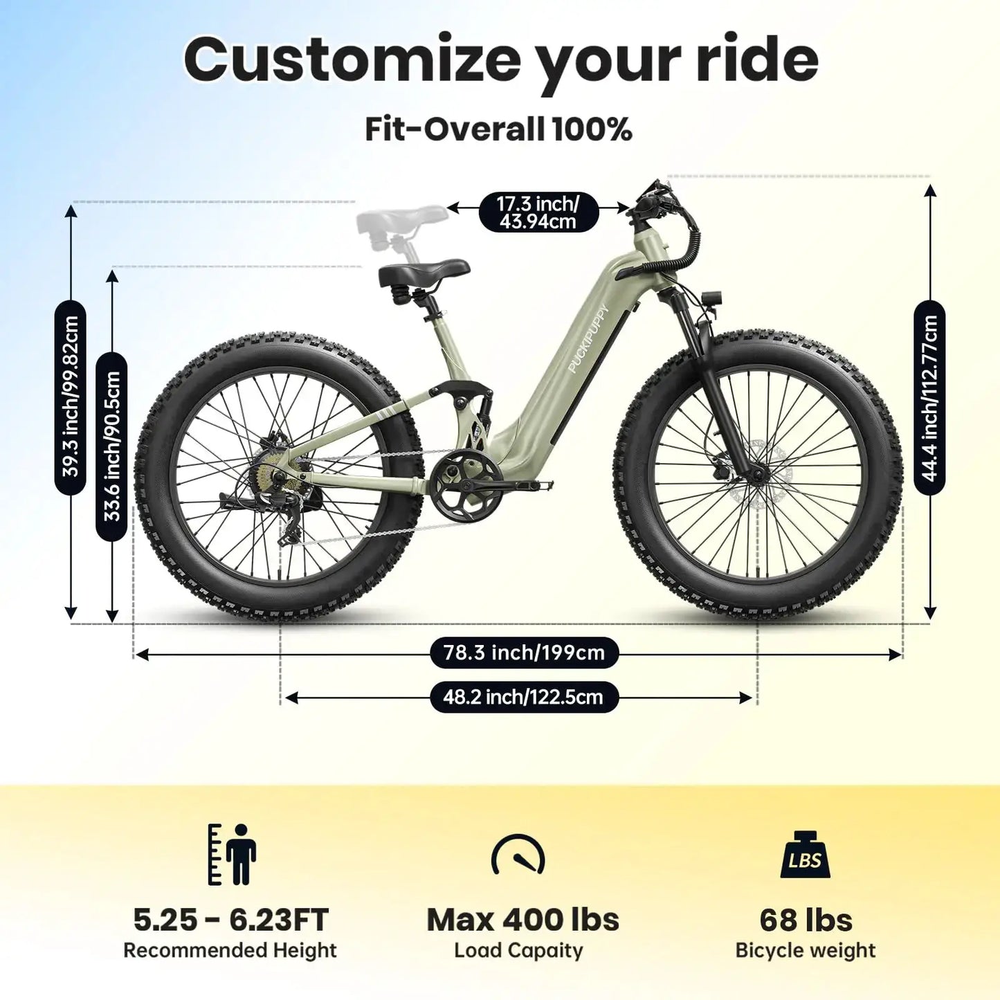 PUCKIPUPPY Boxer-ST Electric Bike 960W 48V 20AH Electric Bicycles 26" x 4" Fat Tire Full Suspension Ebike with 2-Year Warranty by Beastly Survival Outlet