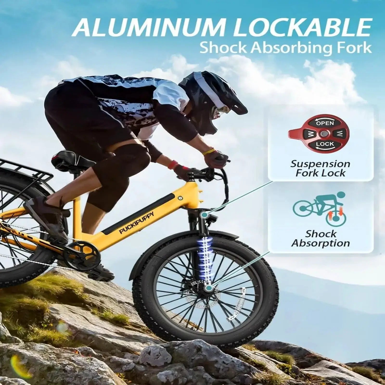 PUCKIPUPPY Samoyed Electric Bike 960W Peak 28MPH Commuter E-Bike All Terrain 26" Fat Tire Electric Bicycle with 2-Year Warranty by Beastly Survival Outlet