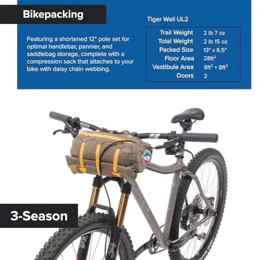 2 Person Tiger Wall UL Ultralight Bikepacking Tent with UV-Resistant Solution Dyed Fabric by Beastly Survival Outlet