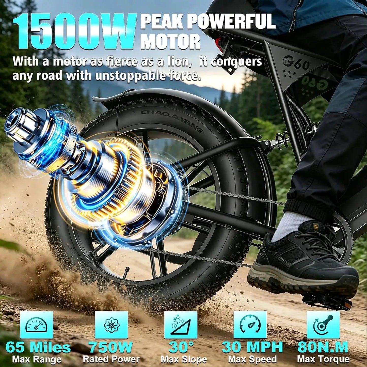 Adults Electric Dirt Bike 1500W Motor 30 MPH High-Speed E-Bike 48V 15AH Battery Off-Road E-Motorcycle for Electric Bicycle by Beastly Survival Outlet