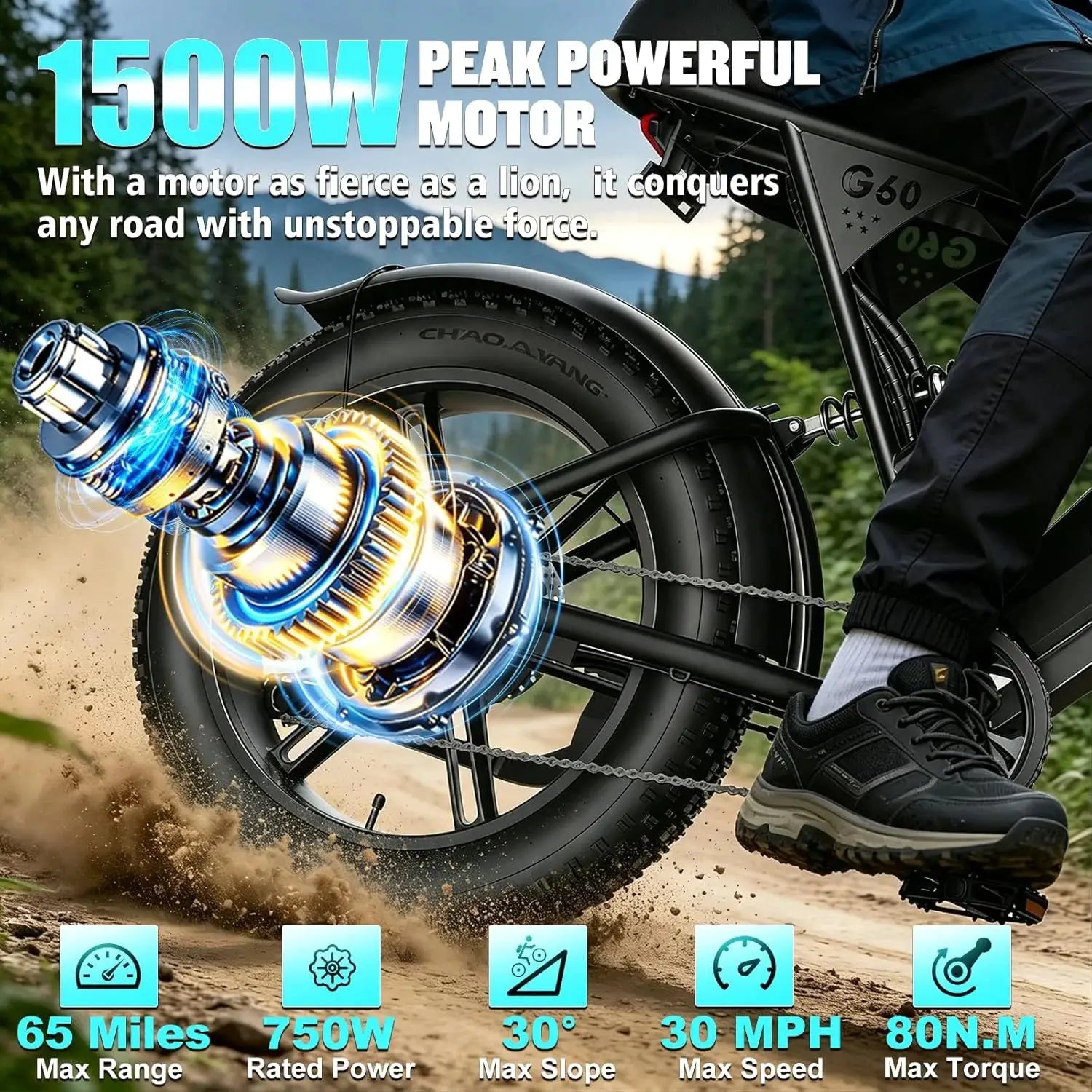Adults Electric Dirt Bike 1500W Motor 30 MPH High-Speed E-Bike 48V 15AH Battery Off-Road E-Motorcycle for Electric Bicycle by Beastly Survival Outlet