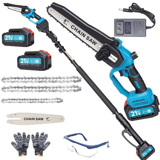 XYSD 2-in-1Cordless Pole Saw&Mini Chainsaw,6"&8"Electric Tree Trimmer with Extension Pole, Handheld Chain Saw for Branch Cutting by Beastly Survival Outlet