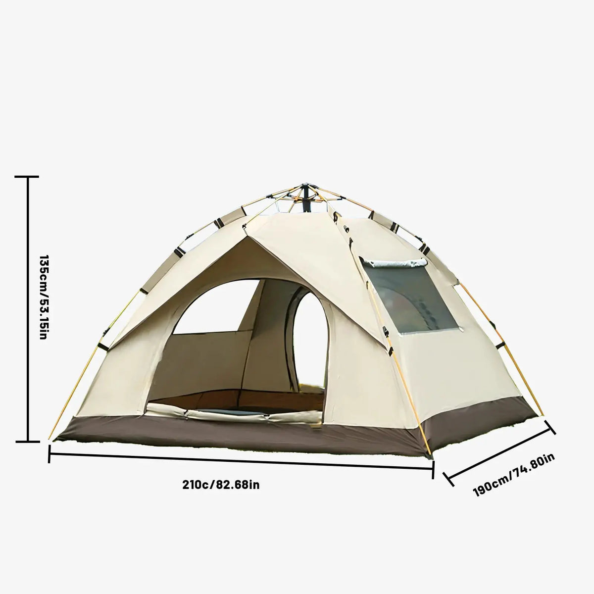 PAKICETUS Instant Pop Up Dome Tent 2-4 Person Easy Setup Polyester Fiber Portable Outdoor Tent Misty Gray Quicksand Gold For Camping Hiking Road Trips Backyard Picnic by Beastly Survival Outlet