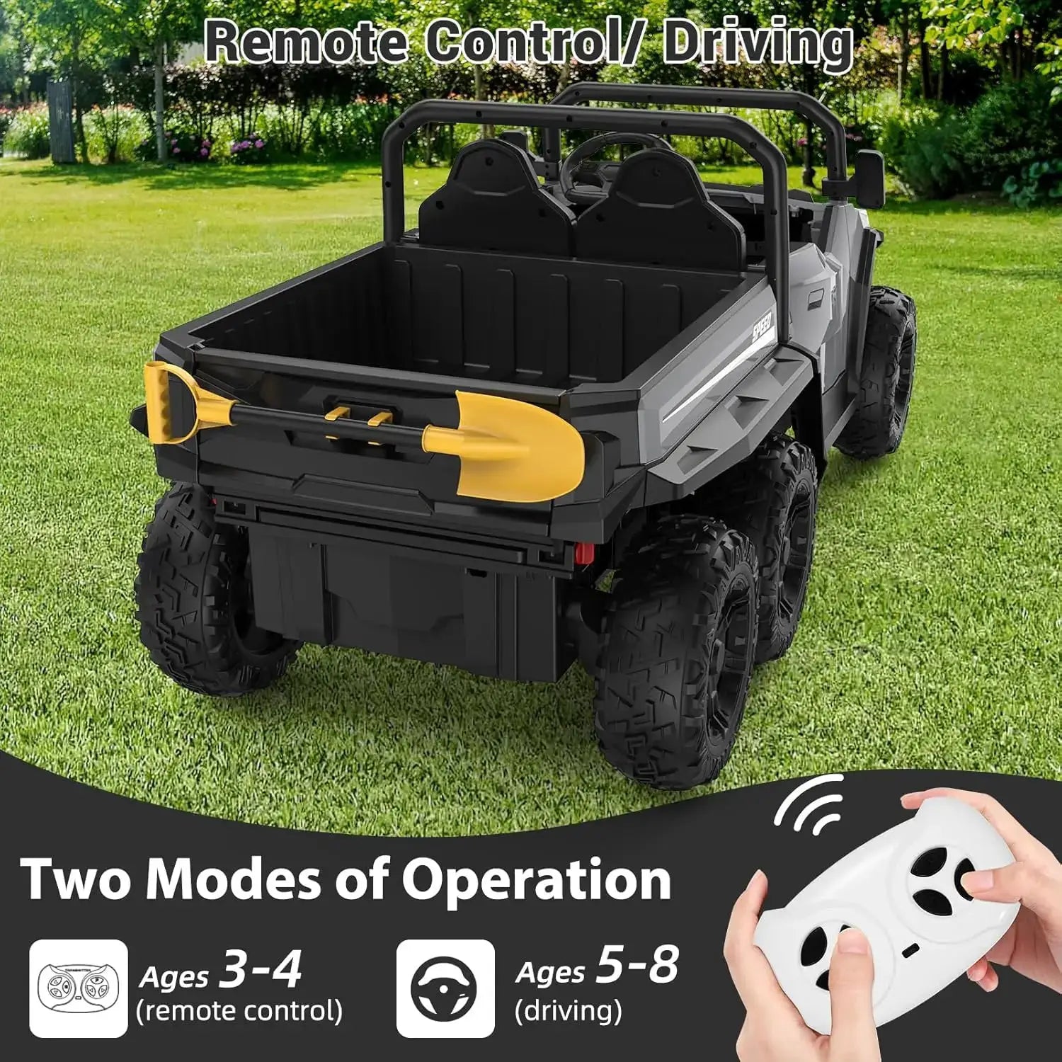 24V 4WD Electric Ride On Dump Truck with Remote Control 2-Seater Kids Ride On Car Music Player & LED Lights Birthday Gift by Beastly Survival Outlet