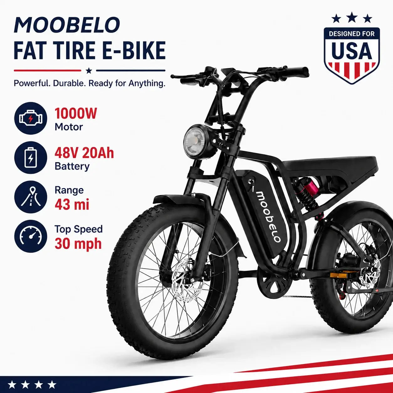1000W electric dirt bike, 48V detachable battery, suitable for all-terrain riding, 20-inch punctureproof tires bike electric by Beastly Survival Outlet