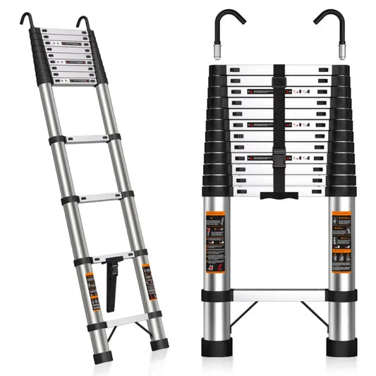 2.7m/3.5m Stainless Steel House Folding Ladder With 360° Rotatable Hook Telescopic Folding Telescopic Ladder Outdoor Portable Work Ladder by Beastly Survival Outlet 2.7m/3.5m Stainless Steel House Folding Ladder With 360° Rotatable Hook Telescopic Folding Telescopic Ladder Outdoor Portable Work Ladder Beastly Survival Outlet