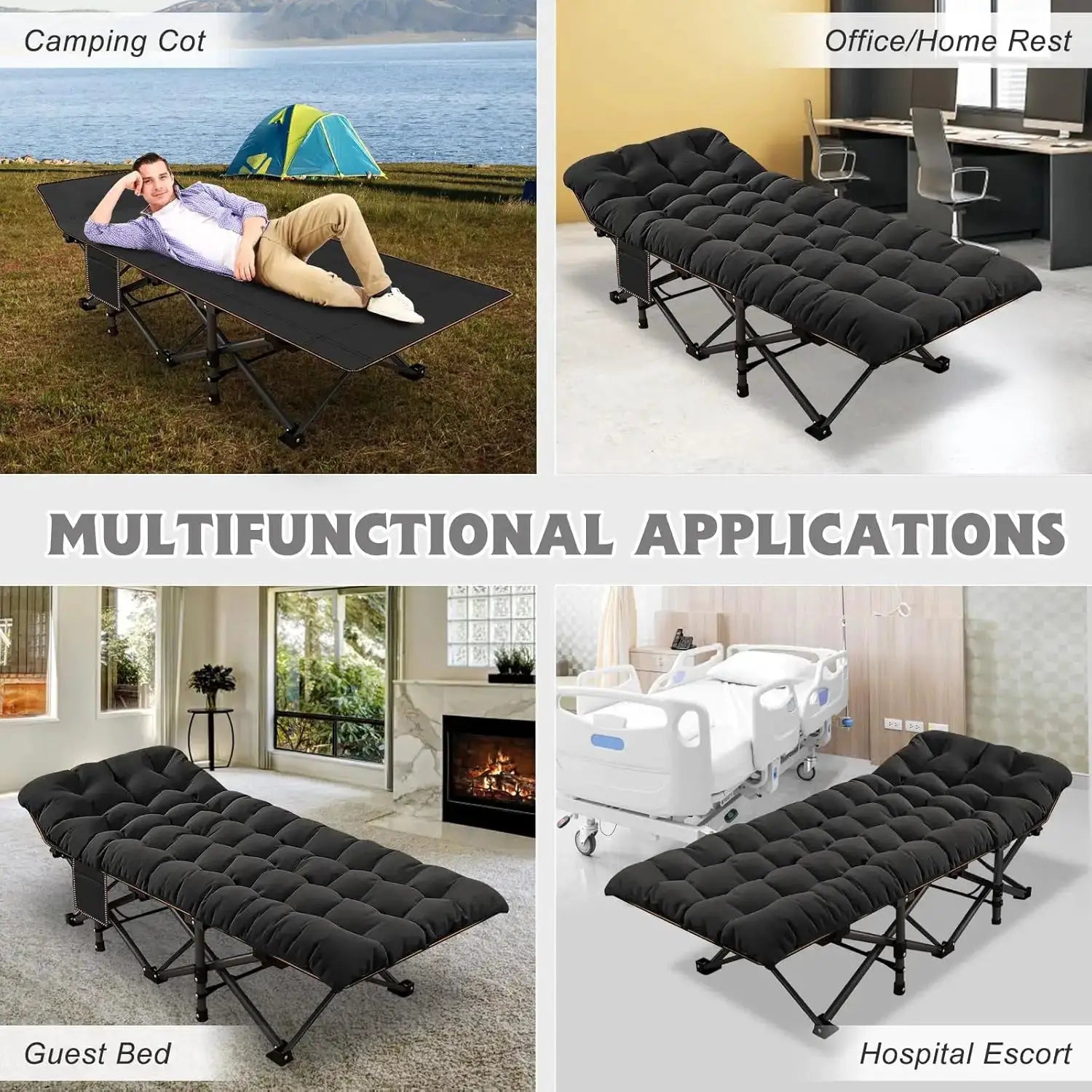 2 Pack XXL Camping Cot For Adults 900 Lbs With Mattress Pad by Beastly Survival Outlet