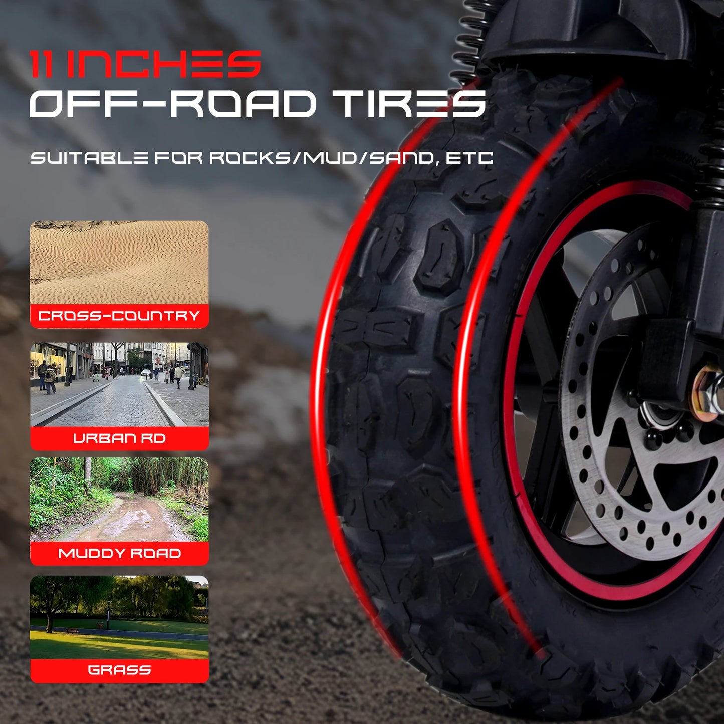 J11 Electric Scooter With 1200W Brushless Motor 48V 18Ah For Adults Off Road 11 Inch Tires Max Speed 34 MPH