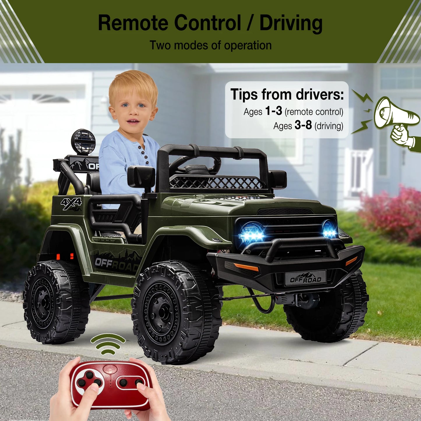 12V Kids Ride On Truck With Remote Control And LED Lights Jr by Beastly Survival Outlet