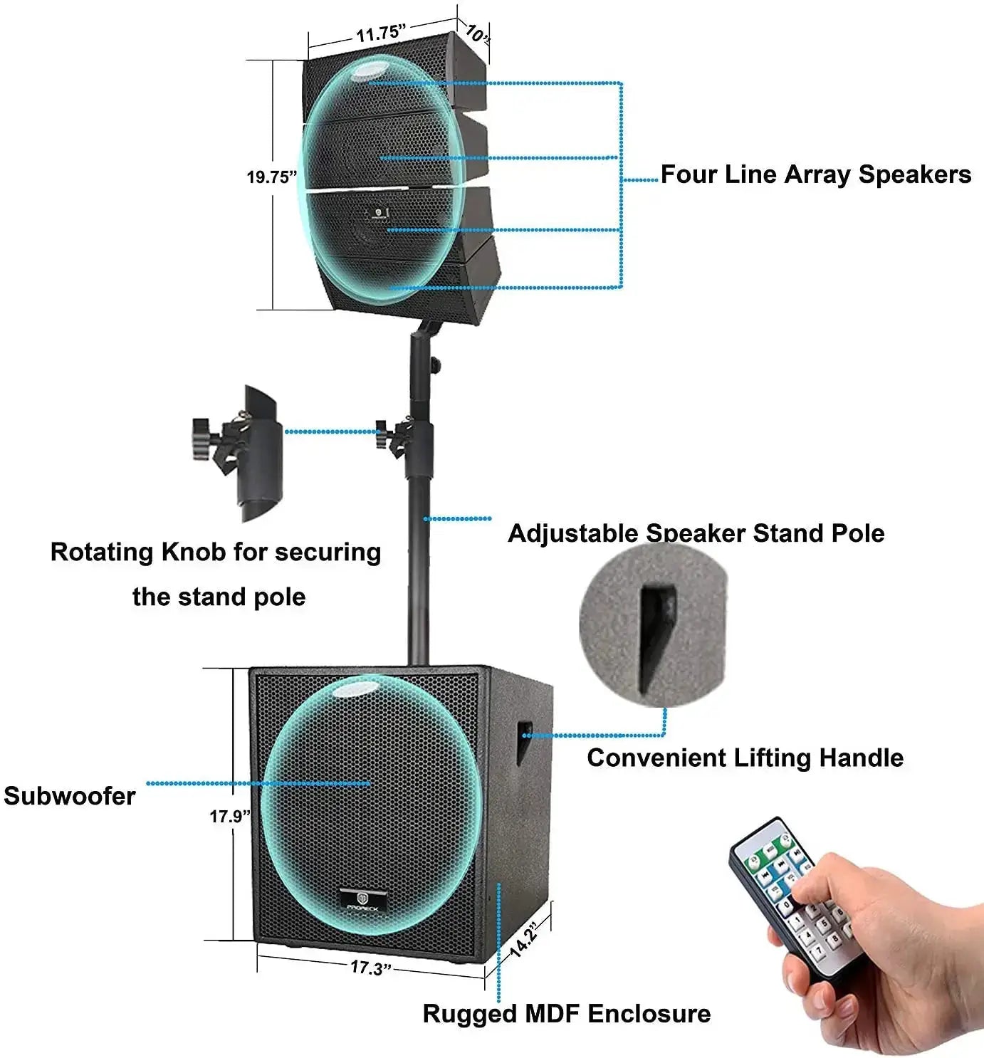 PRORECK Club 3000 12-Inch 4000w DJ Powered PA Speaker System Combo Set with Bluetooth USB Drive Read Function SD Card Remote by Beastly Survival Outlet