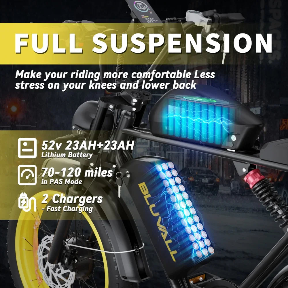 Moobelo 2000W Fat Tire Ebike With Removable 52V Battery Pack