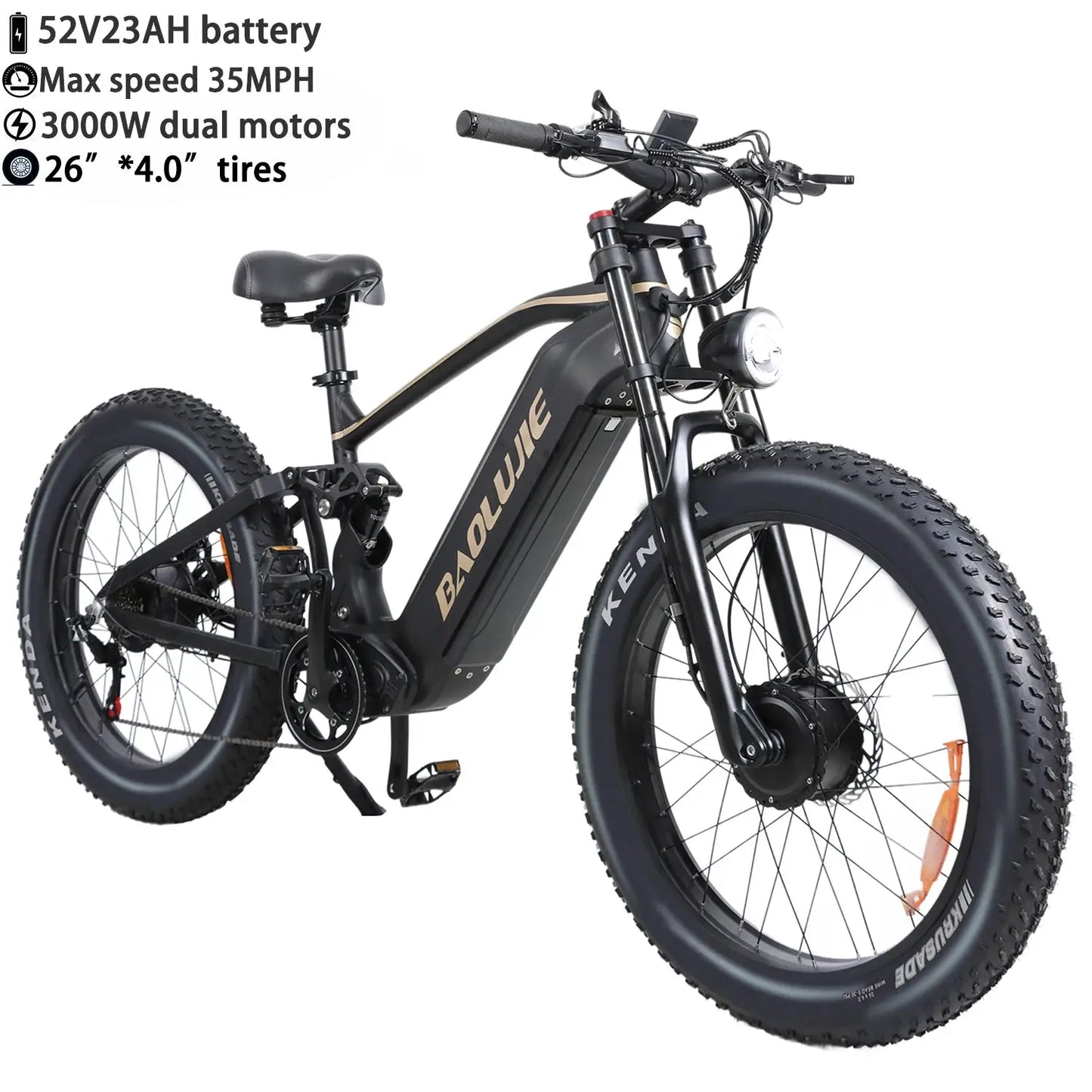 BAOLUJIE Moto Electric Bicycle Peak 1500/3000/5000W 48V/52V/60V Battery 35-45MPH Electric Bike E-Bike Adult Electric Motorcycle by Beastly Survival Outlet
