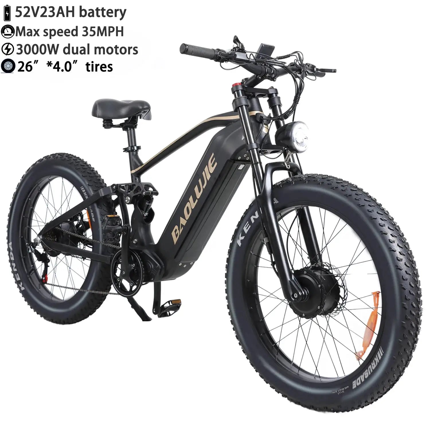BAOLUJIE Moto Electric Bicycle Peak 1500/3000/5000W 48V/52V/60V Battery 35-45MPH Electric Bike E-Bike Adult Electric Motorcycle by Beastly Survival Outlet