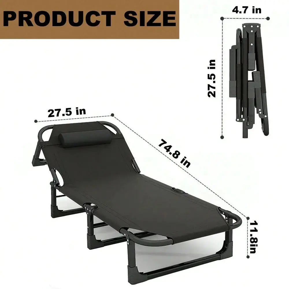 Cot, 4 Positions Adjustable Reclining Folding Camping Cot Sleeping Bed Cots For Adults Outdoor Portable Chaise Lounge Chair W C by Beastly Survival Outlet