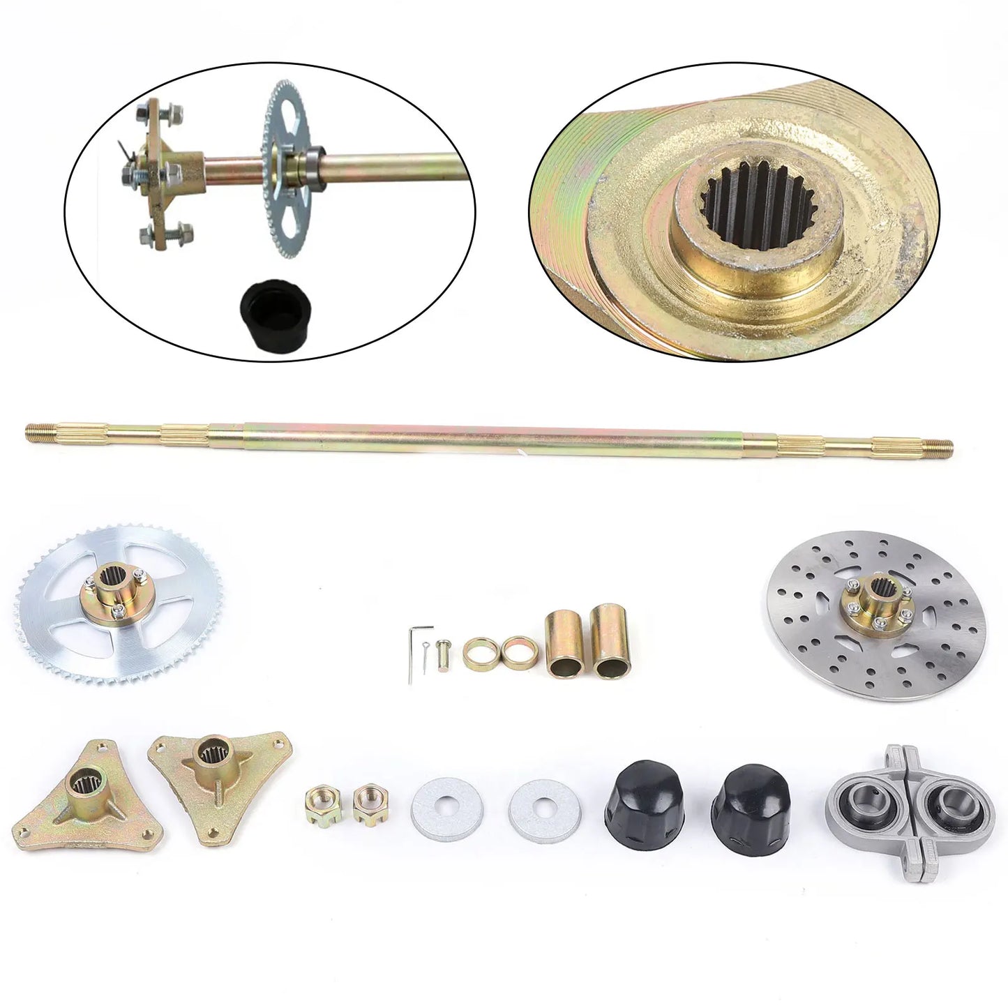 32 Inch Go Kart Rear Axle Assembly Kit Complete Wheel Hub